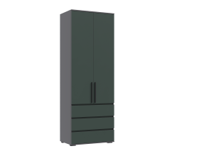 Норд Шкаф 2-створчатый 800 с ящиками Изумрудный Кромка Графит, Графит