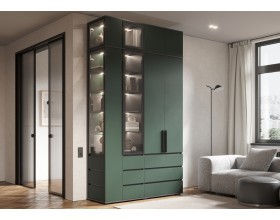 Норд Шкаф 2-створчатый 800 с ящиками Изумрудный Кромка Графит, Графит