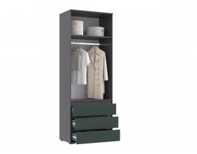 Норд Шкаф 2-створчатый 800 с ящиками Изумрудный Кромка Графит, Графит