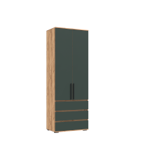 Норд Шкаф 2-створчатый 800 с ящиками Изумрудный Кромка Изумруд, Дуб Крафт