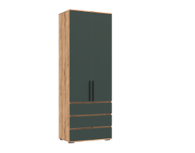 Норд Шкаф 2-створчатый 800 с ящиками Изумрудный Кромка Изумруд, Дуб Крафт