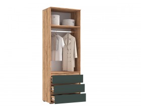 Норд Шкаф 2-створчатый 800 с ящиками Изумрудный Кромка Изумруд, Дуб Крафт