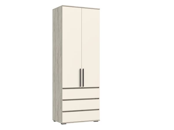 Норд Шкаф 2-створчатый 800 с ящиками Кашемир, Дуб Крафт Серый