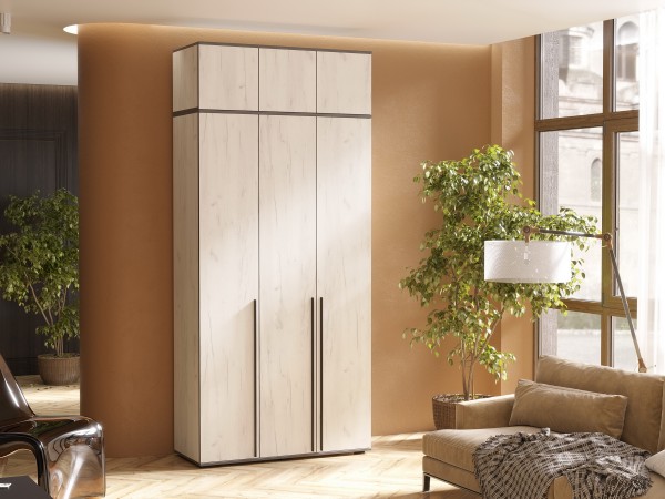 Норд Шкаф 3-створчатый 1200 Дуб Крафт Белый, Дуб Крафт Белый