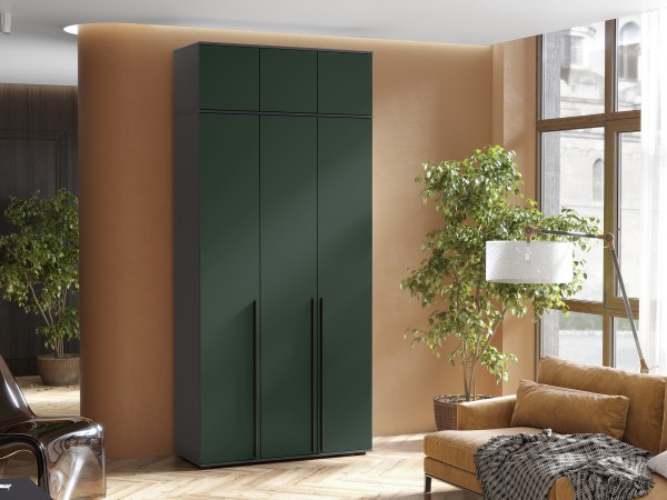Норд Шкаф 3-створчатый 1200 Изумрудный Кромка Графит, Графит
