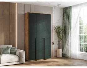 Норд Шкаф 3-створчатый 1200 Изумрудный Кромка Изумруд, Дуб Крафт
