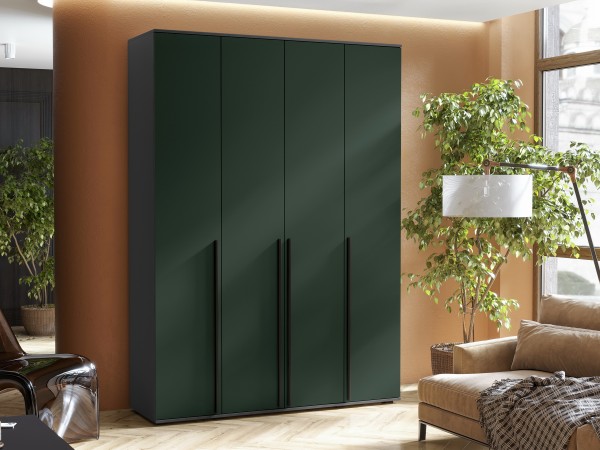 Норд Шкаф 4-створчатый 1600 Изумрудный Кромка Графит, Графит