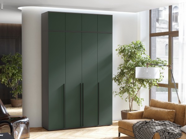 Норд Шкаф 4-створчатый 1600 Изумрудный Кромка Графит, Графит