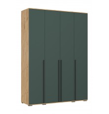 Норд Шкаф 4-створчатый 1600 Изумрудный Кромка Изумруд, Дуб Крафт