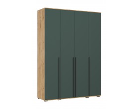 Норд Шкаф 4-створчатый 1600 Изумрудный Кромка Изумруд, Дуб Крафт
