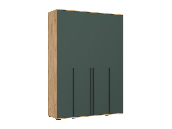 Норд Шкаф 4-створчатый 1600 Изумрудный Кромка Изумруд, Дуб Крафт