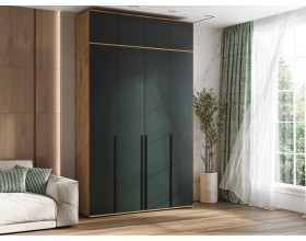 Норд Шкаф 4-створчатый 1600 Изумрудный Кромка Изумруд, Дуб Крафт