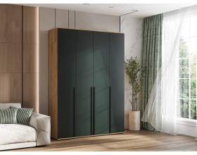 Норд Шкаф 4-створчатый 1600 Изумрудный Кромка Изумруд, Дуб Крафт