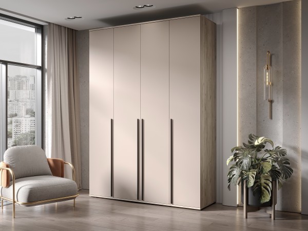 Норд Шкаф 4-створчатый 1600 Кашемир, Дуб Крафт Серый