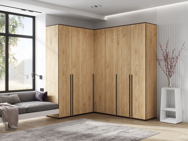 Норд Шкаф угловой Дуб Крафт, Дуб Крафт Кромка Венге