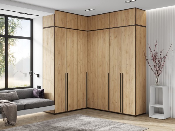 Норд Шкаф угловой Дуб Крафт, Дуб Крафт Кромка Венге