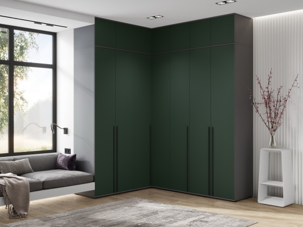 Норд Шкаф угловой Изумрудный Кромка Графит, Графит