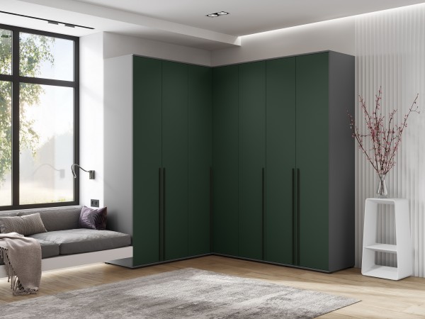 Норд Шкаф угловой Изумрудный Кромка Графит, Графит