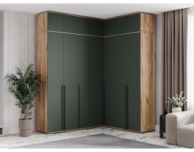 Норд Шкаф угловой Изумрудный Кромка Изумруд, Дуб Крафт