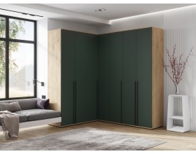 Норд Шкаф угловой Изумрудный Кромка Изумруд, Дуб Крафт