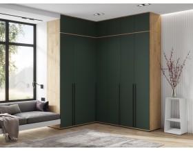 Норд Шкаф угловой Изумрудный Кромка Изумруд, Дуб Крафт