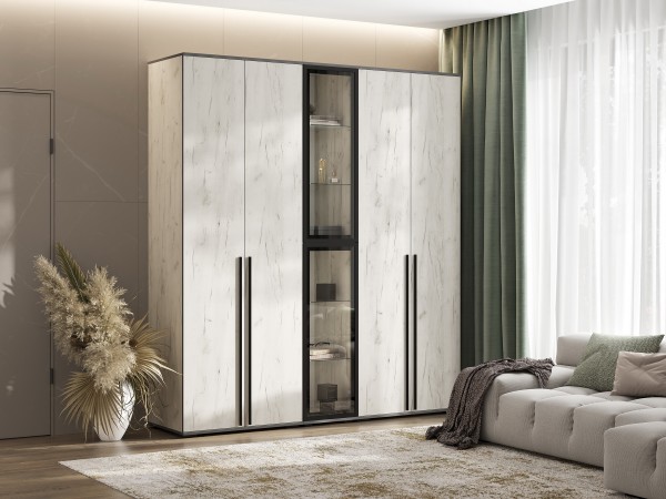 Норд Пенал-витрина 400 Дуб Крафт Белый