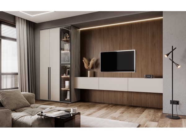 Норд Пенал-витрина 400 Дуб Крафт Серый