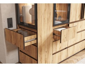 Норд Пенал-витрина 400 с ящиками Дуб Крафт, Дуб Крафт Кромка Венге