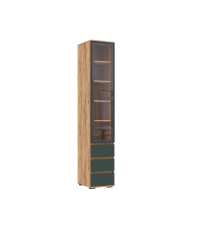 Норд Пенал-витрина 400 с ящиками Изумрудный Кромка Изумруд, Дуб Крафт