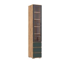 Норд Пенал-витрина 400 с ящиками Изумрудный Кромка Изумруд, Дуб Крафт