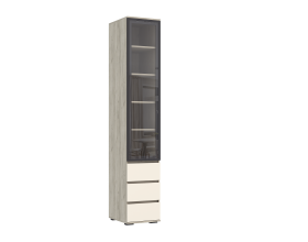 Норд Пенал-витрина 400 с ящиками Кашемир, Дуб Крафт Серый