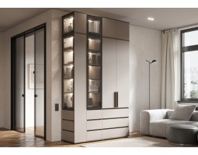 Норд Пенал-витрина 400 с ящиками Кашемир, Дуб Крафт Серый