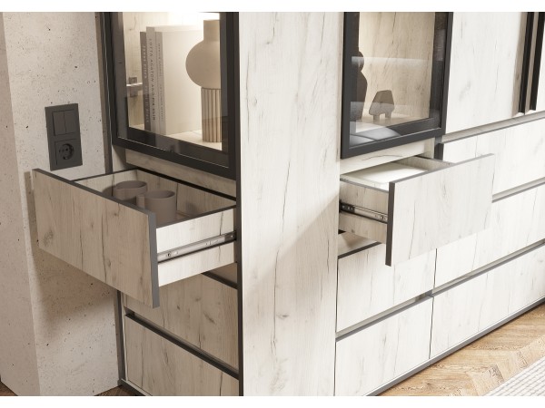 Норд Терминал-витрина с ящиками 300 Дуб Крафт Белый, Дуб Крафт Белый