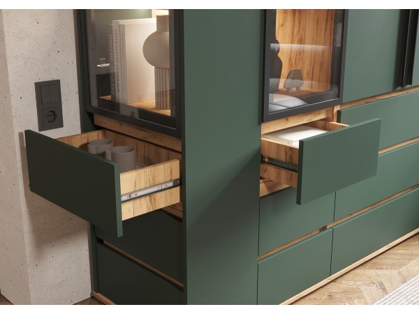 Норд Терминал-витрина с ящиками 300 Изумрудный Кромка Изумруд, Дуб Крафт