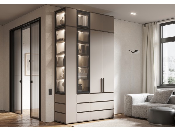 Норд Терминал-витрина с ящиками 300 Кашемир, Дуб Крафт Серый