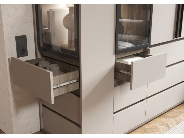 Норд Терминал-витрина с ящиками 300 Кашемир, Дуб Крафт Серый