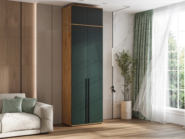 Норд Антресоль к шкафу 800 Изумрудный Кромка Изумруд, Дуб Крафт Кромка Дуб Крафт