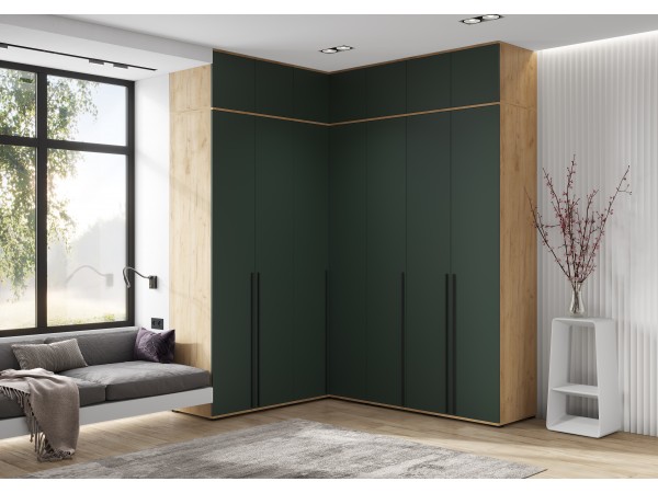 Норд Антресоль шкафу угловому Изумрудный Кромка Изумруд, Дуб Крафт Кромка Дуб Крафт