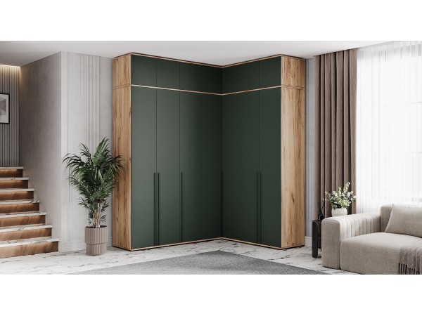 Норд Антресоль шкафу угловому Изумрудный Кромка Изумруд, Дуб Крафт Кромка Дуб Крафт