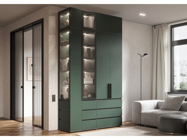 Норд Антресоль-витрина к терминалу 300 Изумрудный Кромка Графит, Графит