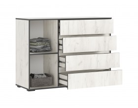 Норд Комод 1 дверь 4 ящика 1200 Дуб Крафт Белый, Дуб Крафт Белый