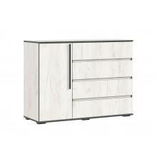 Норд Комод 1 дверь 4 ящика 1200 Дуб Крафт Белый, Дуб Крафт Белый