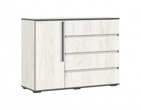Норд Комод 1 дверь 4 ящика 1200 Дуб Крафт Белый, Дуб Крафт Белый