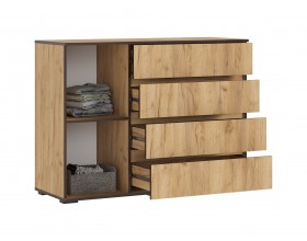 Норд Комод 1 дверь 4 ящика 1200 Дуб Крафт, Дуб Крафт Кромка Венге