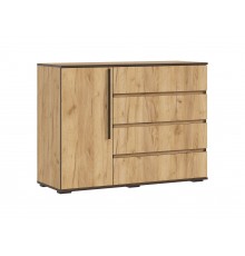 Норд Комод 1 дверь 4 ящика 1200 Дуб Крафт, Дуб Крафт Кромка Венге