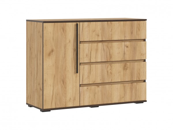 Норд Комод 1 дверь 4 ящика 1200 Дуб Крафт, Дуб Крафт Кромка Венге