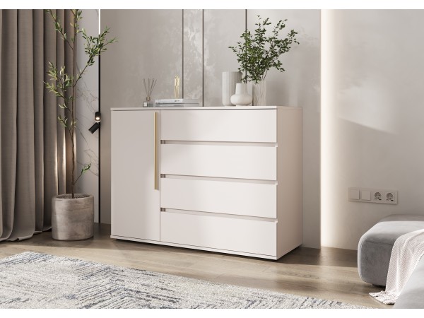 Норд Комод 1 дверь 4 ящика 1200 золото Кашемир, Кашемир