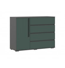 Норд Комод 1 дверь 4 ящика 1200 Изумрудный Кромка Графит, Графит