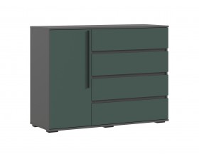 Норд Комод 1 дверь 4 ящика 1200 Изумрудный Кромка Графит, Графит