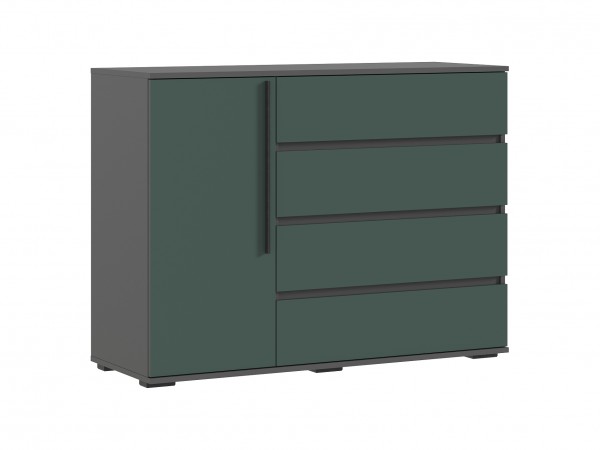 Норд Комод 1 дверь 4 ящика 1200 Изумрудный Кромка Графит, Графит